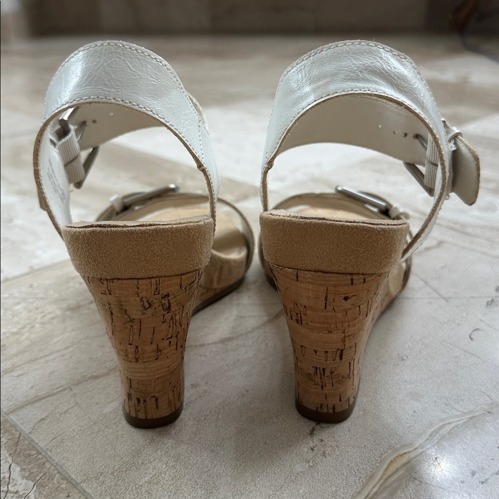 Aerosoles White Wedge Sandals with Cork Heels - Picture 5 of 8